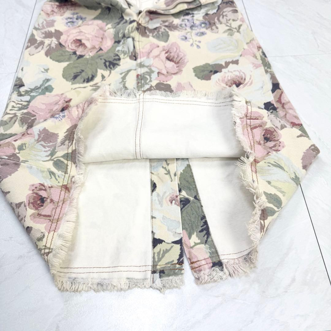 Junya Watanabe Comme des Garcons Denim Floral Skirt S Off White Ivory Multicolor thumbnail 5