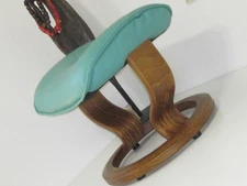 Ekornes Stressless Ottoman Green Leather on Teak wood hassock footrest chair 7S