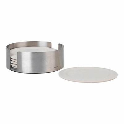 Blomus Set 6 Untersetzer LARETO Tassenuntersetzer Edelstahl Silikon Moonbeam