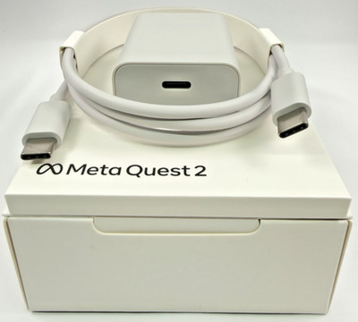 100% Genuine OEM Meta Quest 2 10W USB-C power adapter with USB-C cable.