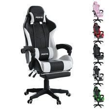 Gaming Chair w/ Footrest Ergonomic Office Computer Massage Chair & RGB LED Light