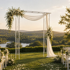 81" White Garden Arch Wedding Backdrop Stand Metal Trellis Pergola Party US FAST