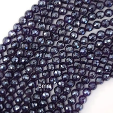 Mystic Titanium Natural Faceted Purple Amethyst Round Beads 15" 6mm 8mm 10mm
