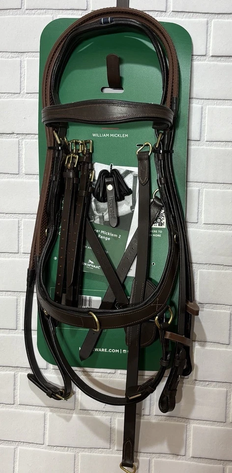 Rambo Micklem 2 Cuero Multi Brida y Riendas de Agarre de Goma - LG COB - MARRÓN Foto 4 de 4