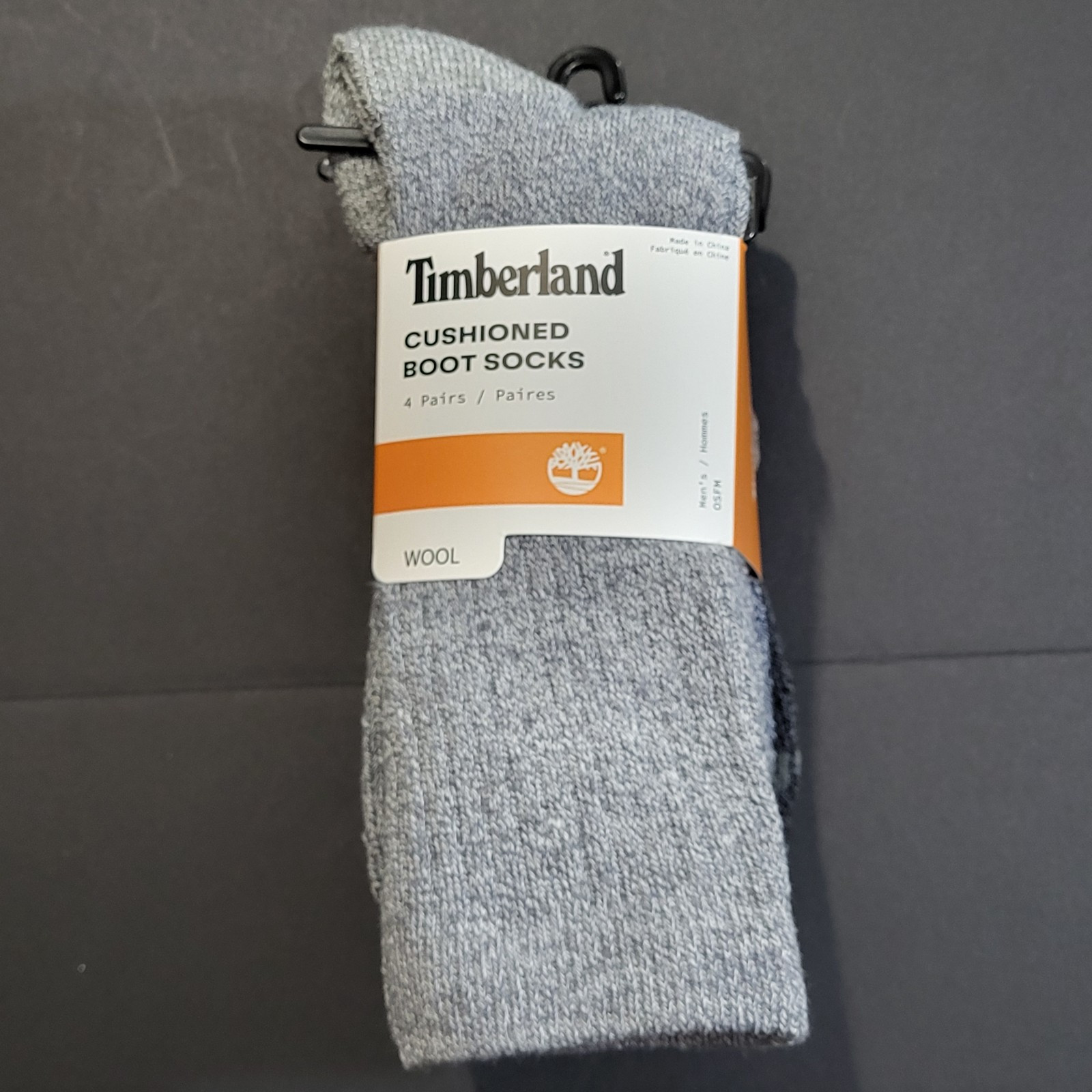 Timberland Men’s Cushioned Wool Socks 4-Pack Black Dark Gray-image