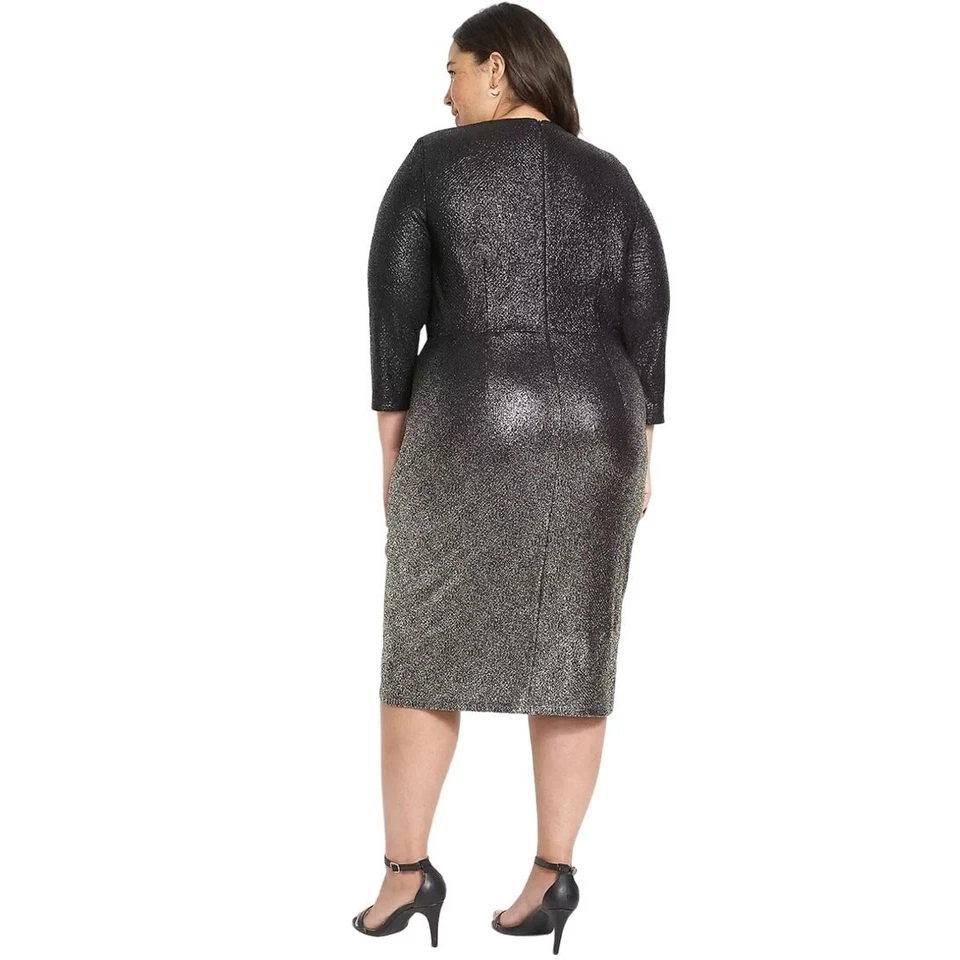 Vestido Lane Bryant Surplice Ombré Sparkle envoltório falso tamanho 20 excelente estado usado festa coquetel - Imagem 2 de 4