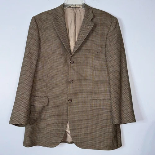 Blazer uomo Burberry quadri check pied de poule manica lunga tasche marrone taglia 40