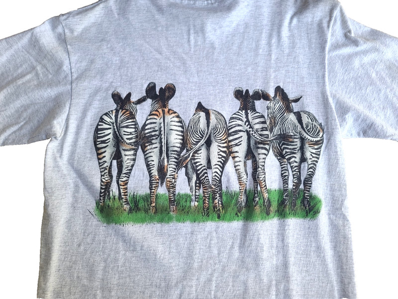 Vintage ZEBRA Animal SAFARI Single Stitch Mens M T Shirt Made in USA 1990s