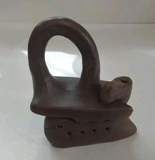 Antique Teracota Sad Iron w/Forged Iron Nail-Great Condition 4 X 3.5 Inches