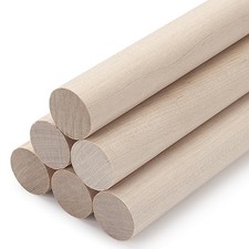 Wooden Dowel Rods Wood Dowels for Crafts, 6 PCS 1 x 15 Round Wooden Sticks fo...