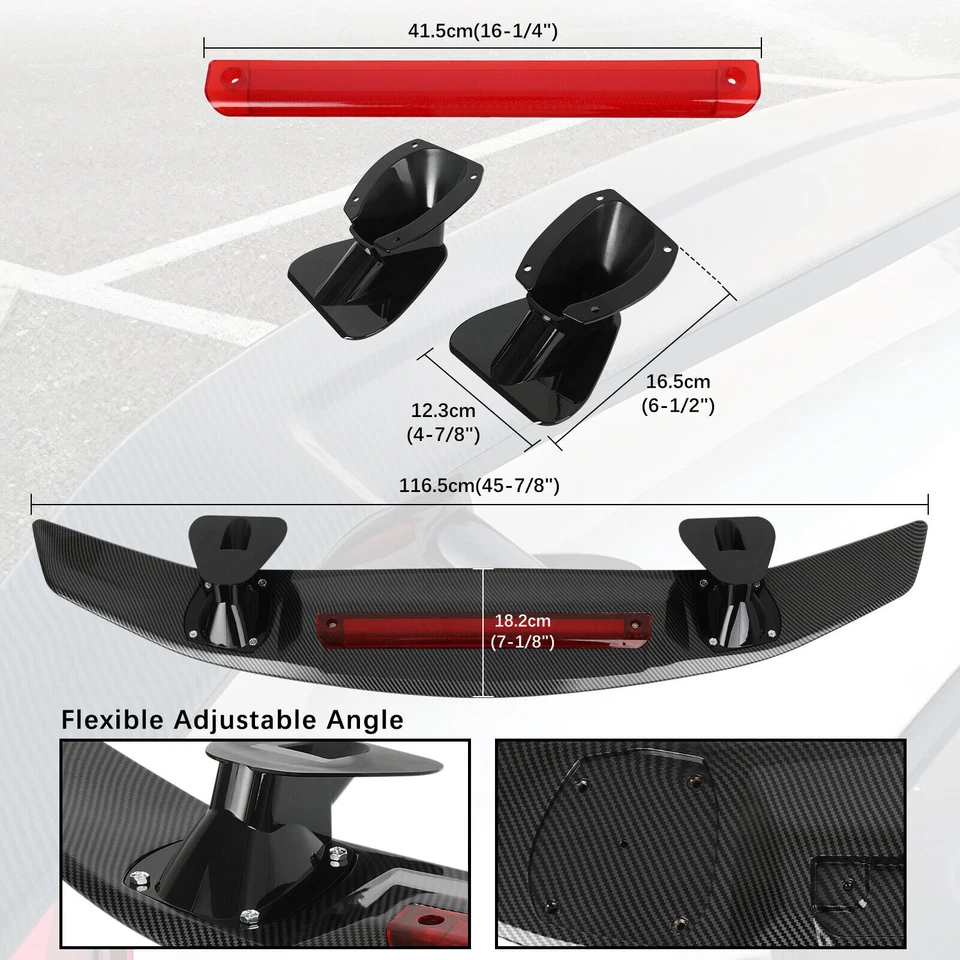 46" Rear Trunk Spoiler Racing Lip GT Wing Carbon Fiber For Hyundai Tiburon GT - Image 2 of 4