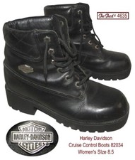 Botas de motocicleta Harley Davidson Cruise Control para mujer 8,5 de cuero negro 82034