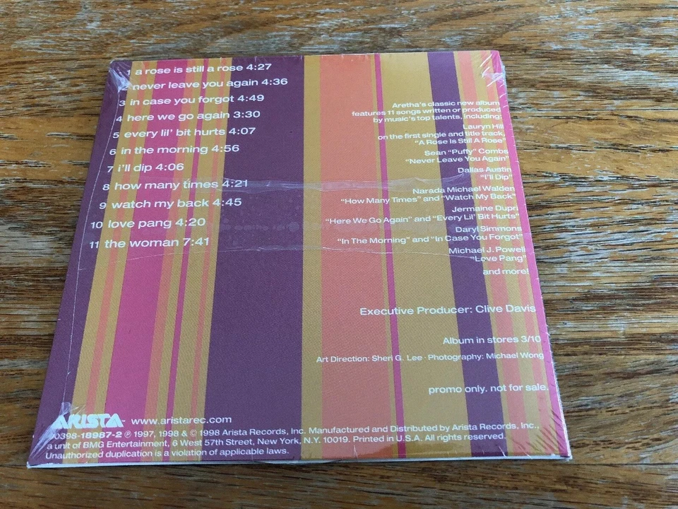 Aretha Franklin A Rose Us Still A Rose Promotional CD In-store Play Brand New! - Image 2 of 2
