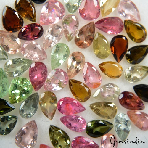 10.10 Ct Natural Untreated Multicolor Tourmaline Pear Faceted Loose Gemstone Lot - Picture 8 of 8