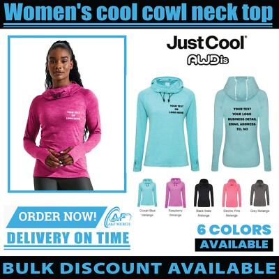 Personalisiertes maßgeschneidertes Damen-Oberteil Awdis Cool Cowl-Ausschnitt Raglan Langarm JC038