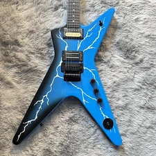 Dimebag Hell Dean Blue Lightning Electric Guitar  Black Hardware Mahogany Body
