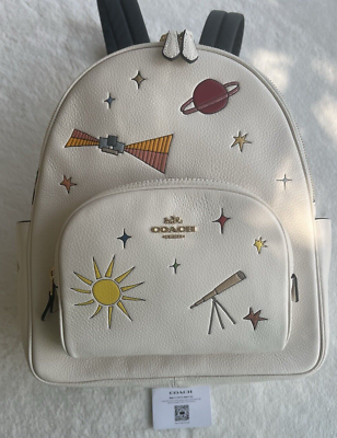 Coach X Observed By Us Court Pebbled Leather Backpack Gold  display picture 3