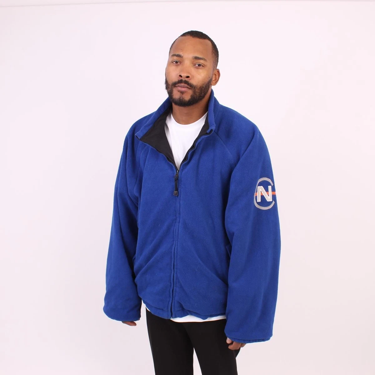 Men s Vintage Nautica Black Blue Reversible Jacket eBay