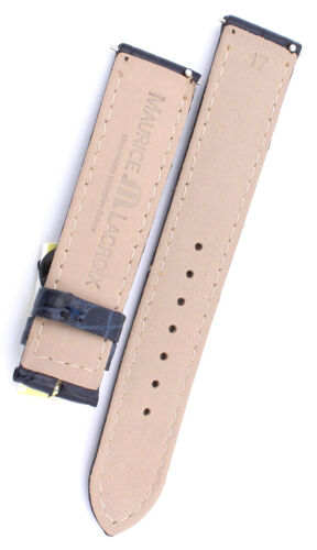 17mm Original Maurice Lacroix echt Alligator Uhrenarmband Krokodil Band Marine - Picture 2 of 2