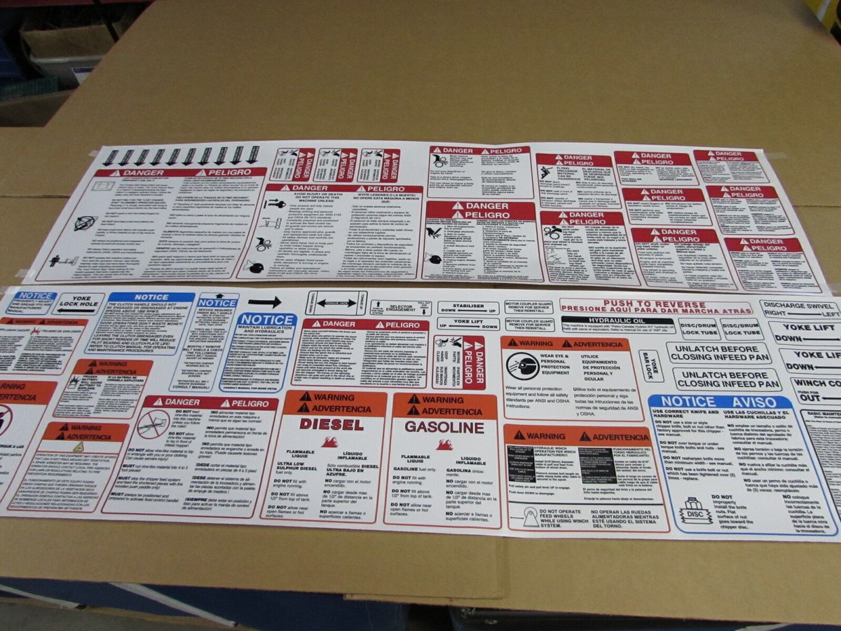 BANDIT WOOD CHIPPER WARNING & SAFETY DECAL KIT ENGLISH