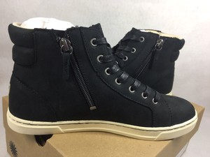 womens black leather high top sneakers