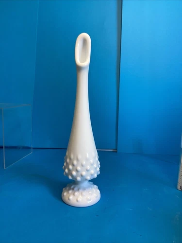 Fenton Hobnail milk glass swung bud vase  - 9.75 inches D