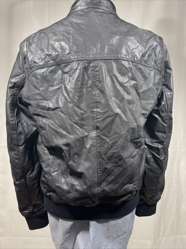 Rare Vintage Zara Man Size L Black Genuine Goat Leather Biker Jacket L - Picture 5 of 12