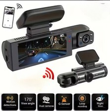 TELECAMERA PER AUTO DASHCAM WIFI DVR CAR VIDEO CAMERA VISIONE NOTTURNA 2 CAM