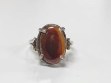 Sterling Silver Unique Brown Stone Ring  Sz 6.75  4.0 g  11-E950