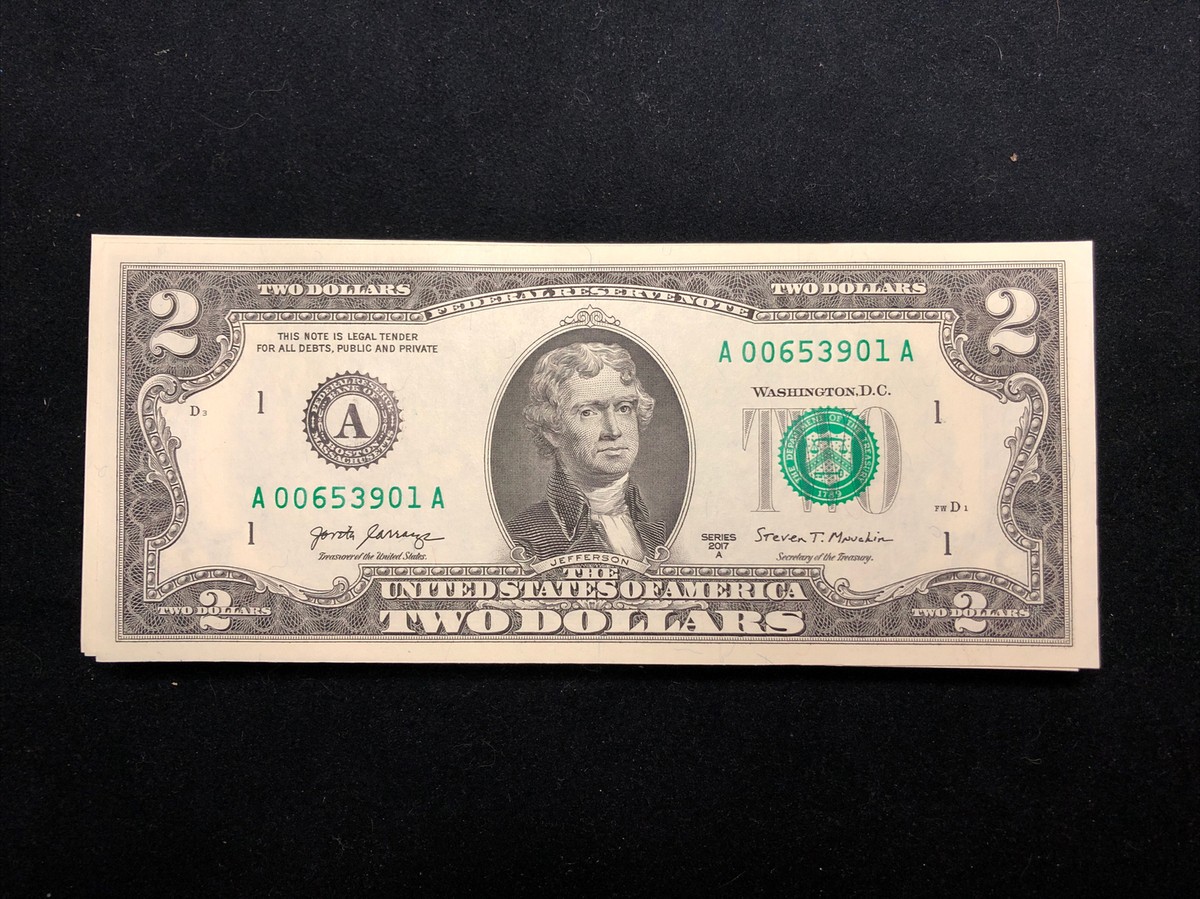 2017 Two Dollar Bill Uncirculated (UNC) In Reusable Sleeve | WOW One THANK YOU Note