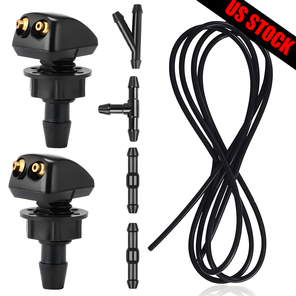 Windshield Wiper Water Washer Spray Nozzle Jet + 6.5ft Tube Pipe - Foto 3