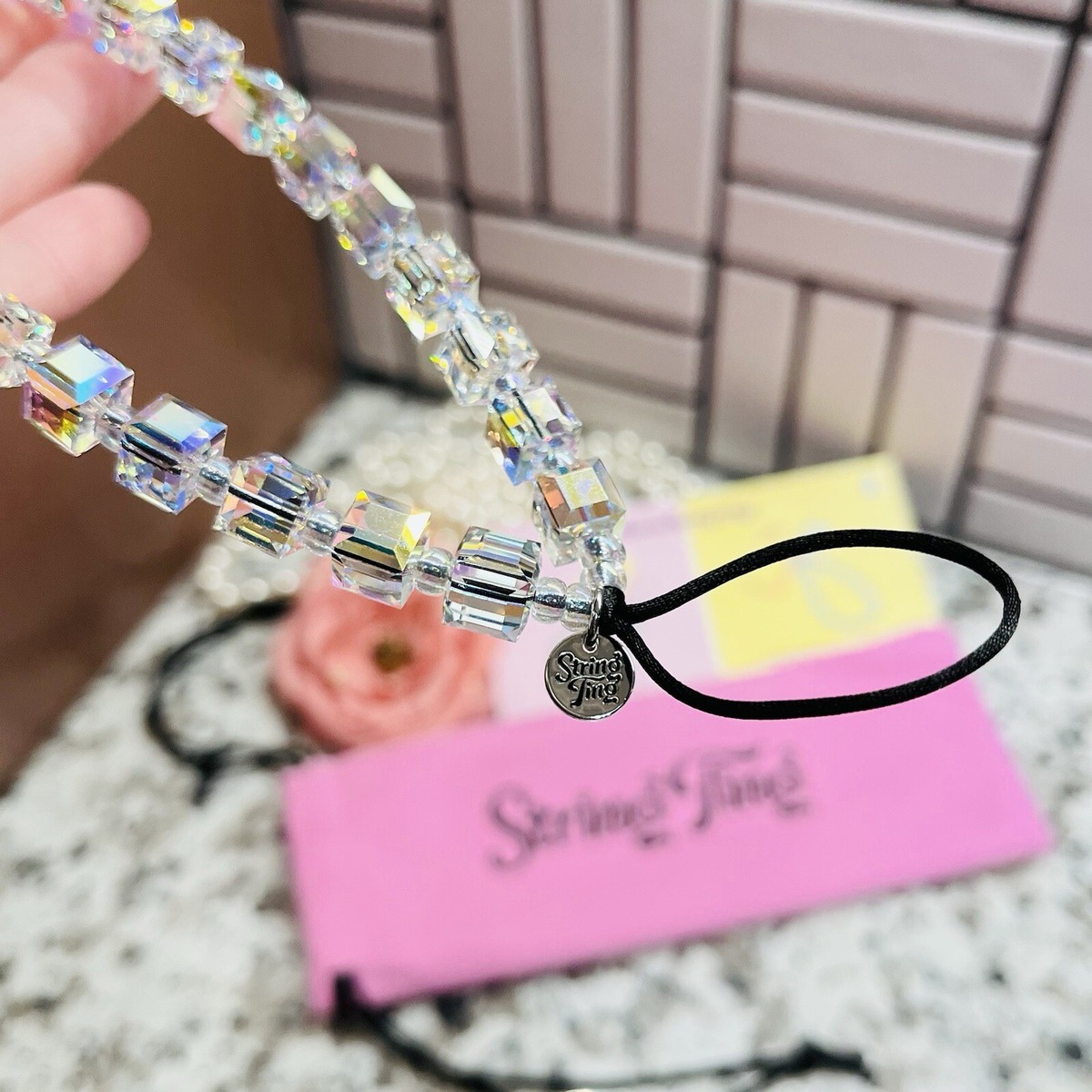 String Ting City Drip Ting Crystal Wristlet Phone Strap String Ting City Drip Ting Crystal Wristlet Phone Strap