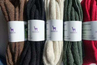 THE ALPACA SHOP Alpaca Wool Socks, Long, Knee Length, Thick, Walking Boot Welly Kilt, UK Made