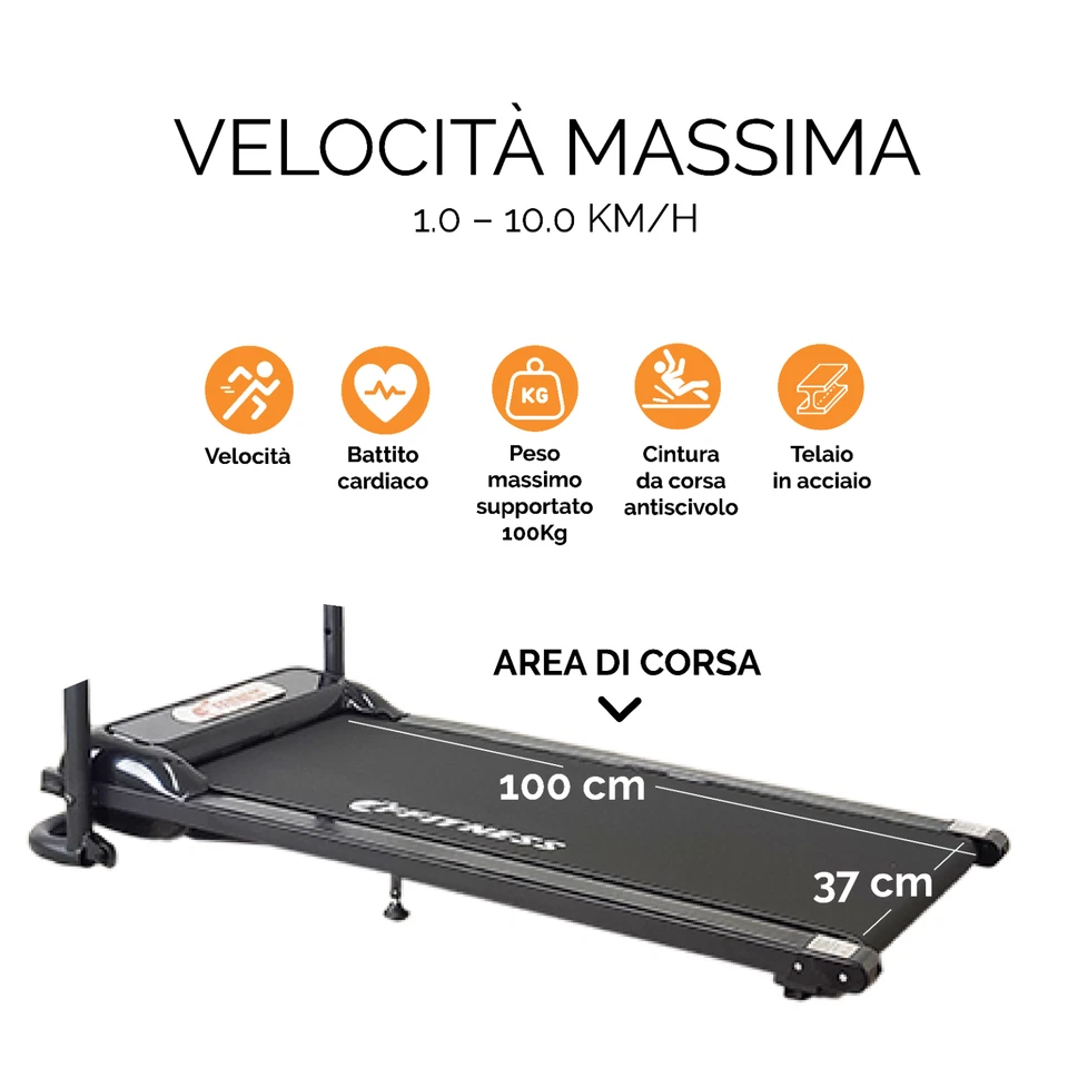 Tapis Roulant Elettrico Pieghevole 10km slim salvaspazio bluetooth 1.25 HP 950 W - Immagine 4 di 4