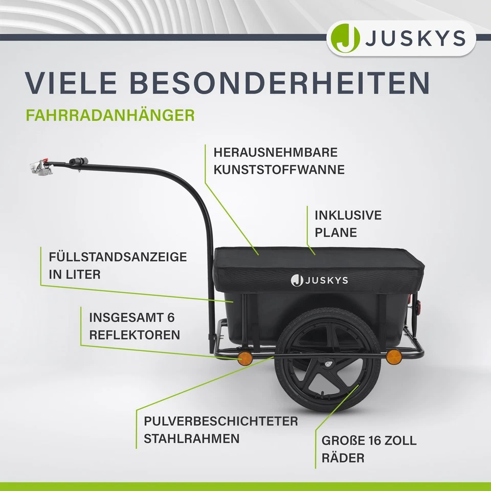 Fahrradanhänger Handwagen Transportanhänger Lastenanhänger Radanhänger Juskys® - Bild 3 von 4