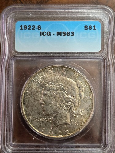 1922-S Peace Silver Dollar - ICG MS63