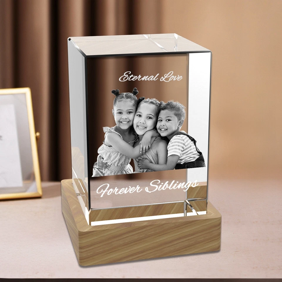 Regalos Fotográficos Cristal 3D Personalizados, Regalo Boda Aniversario Cumpleaños Único Foto 3 de 4