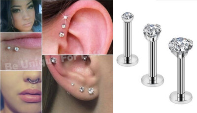 Forward Helix Cartilage Labret x Internally Threaded Piercing Lip