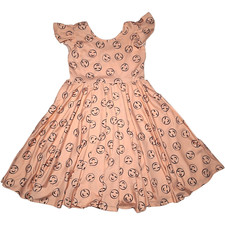 Dot Smile Girls 5 6 Peach Smiley Face Orange Empire Twirl Dress NWT