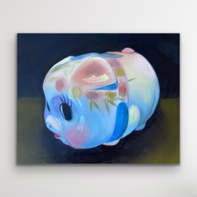 Piggy Bank Oil Painting, Original Art, 8 X 10 Inch, Signed Art, Home Decor