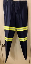 RED KAP HIGH VISIBILITY Stripes SAFETY Navy Blue Pants Men's Size 32x36   EC !!