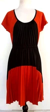 PLENTY BY TRACY REECE Womens Burnt Orange/Black Pleated Dress Size 0