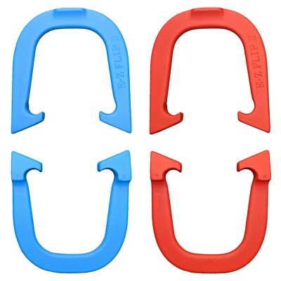 E-Z Flip II Durable Pro Pitching Horseshoes- 2 Pair, Red/Blue, Made in USA