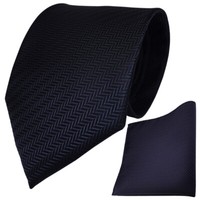 Tigertie Designer Krawatte + Einstecktuch In Dunkelblau Royal Gestreift