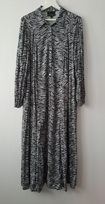 Phase Eight Maxi Shirt Kleid Gr. 16 Grau Animal Print Langarm Knopfleiste