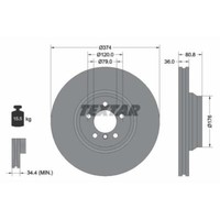 Textar 2X Bremsscheibe Vorne Ø374 Mm InnenbelüFtet FüR BMW 7Er E65 E66 E67