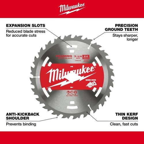 MILWAUKEE 7-1/4" 24T Framing Wood Blade - 5 or 25 Pack - NEW - Picture 3 of 4