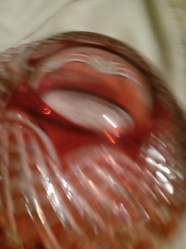 10.5x7" Vintage Bohemian Cranberry Cut to Clear Lead Crystal Bowl - Picture 8 of 8
