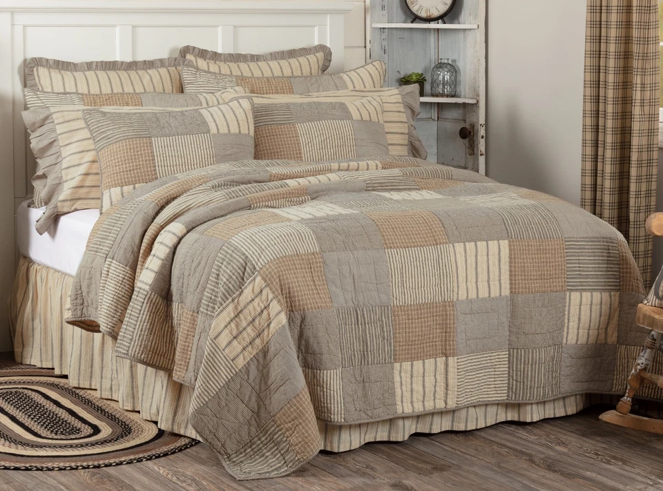 Королевское лоскутное одеяло ручной вышивки деревенский блок лоскутное одеяло желтовато-коричневый фермерский домик шикарная сойерская мельница - Изображение 3 из 4