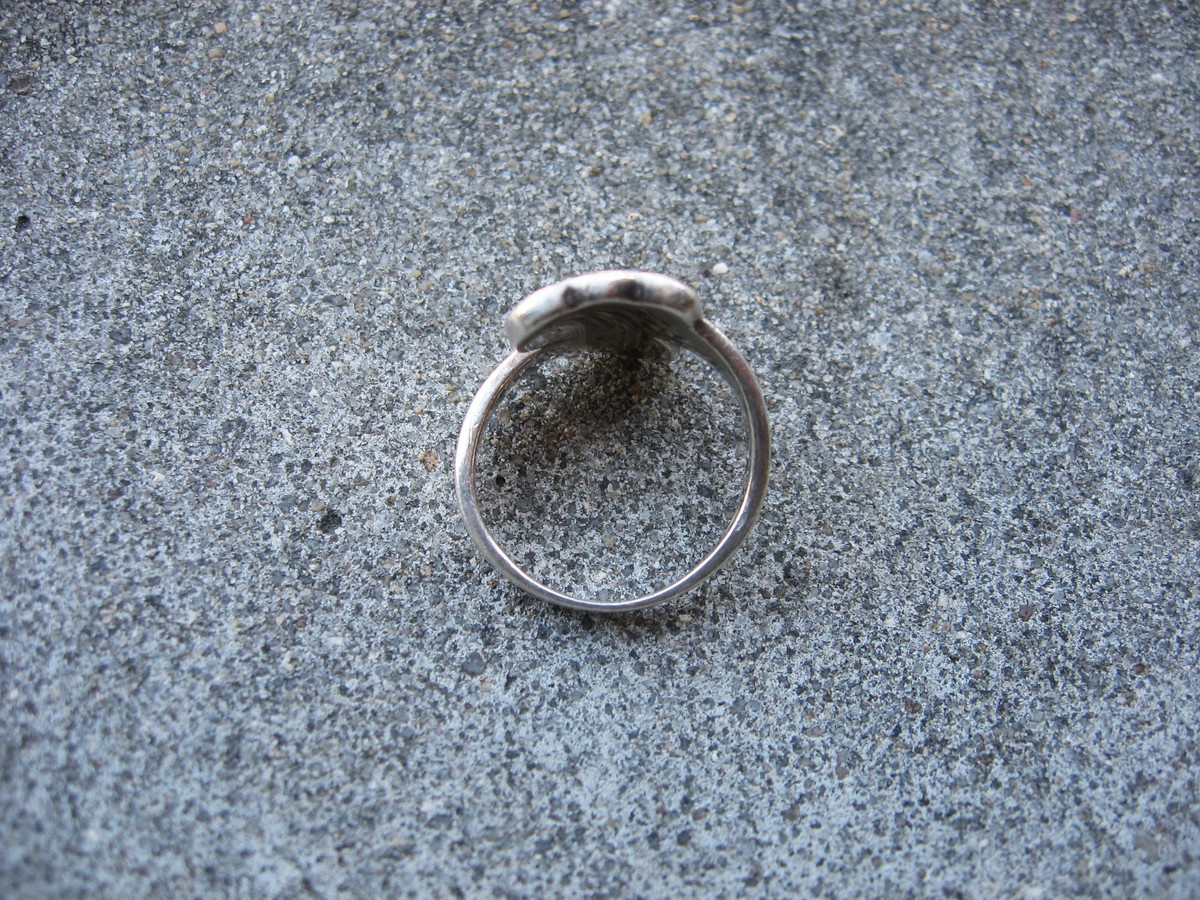 Bague émaillée En Argent Massif - Émail Vert Et Noir, Taille 53 - Occasion Très Bon état